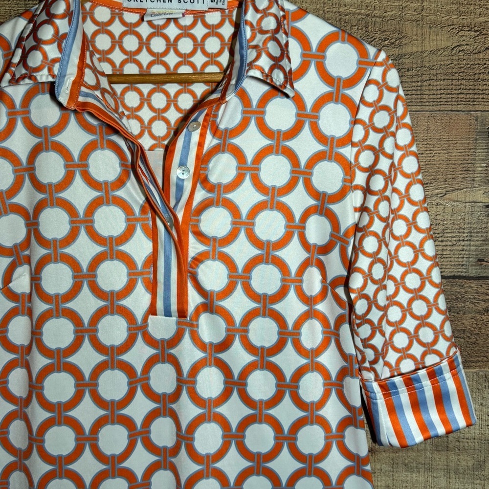 Gretchen Scott Designs Jersey Everywhere Dress Orange Blue size Small - Picture 3 of 11